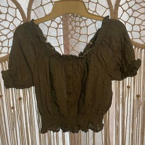 Fashion on Earth Green off the shoulder crop top
